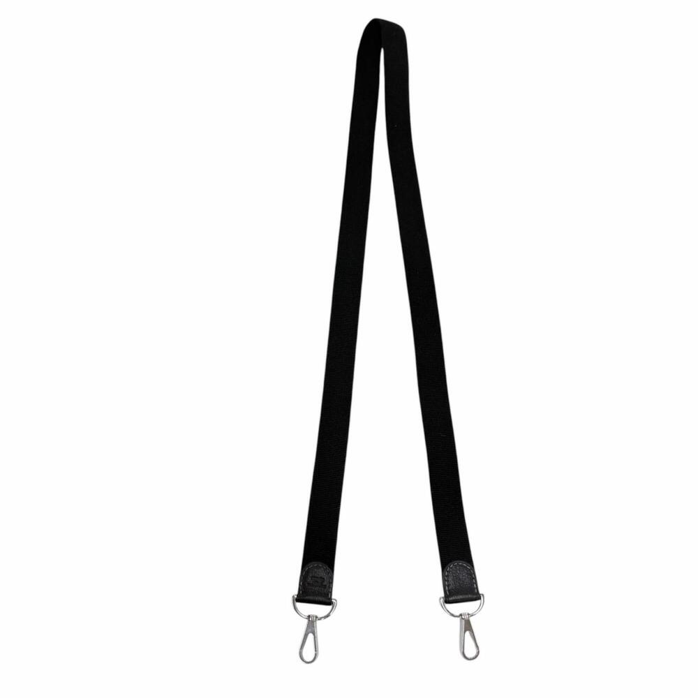 HERMES canvas shoulder strap with silver hardware, black, for Garden Party ba...